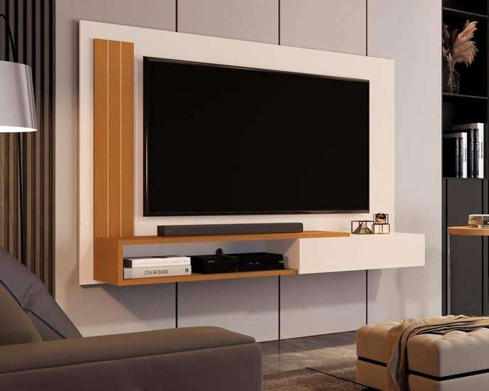 Painel com Nichos Off White - Para TV até 55 Polegadas