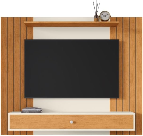 Painel Off White Ripado Com Gaveta - Para Tv 43