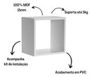 Cubo Organizador de Parede 2 Unidades - 25x25cm Branco Fosco